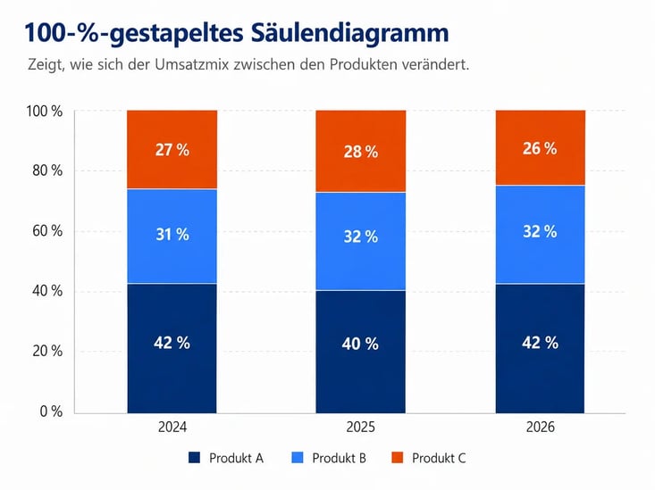 100% gestapeltes Säulendiagramm