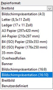 Papierformat PowerPoint-Format in 16:9 oder 16:10