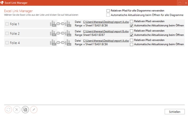 Excel Link Manager  PowerPoint-Excel-Verknüpfungen automatisch aktualisieren