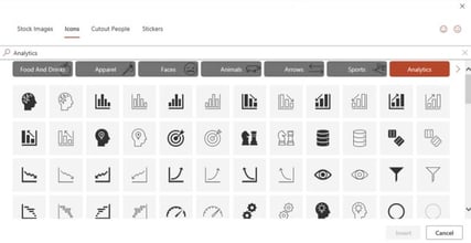 Icon library in free stock photo sources for PowerPoint presentations