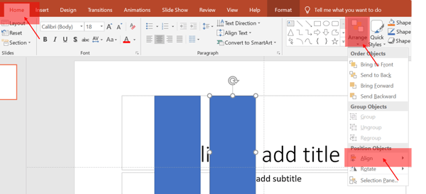 arrange items in PowerPoint tips