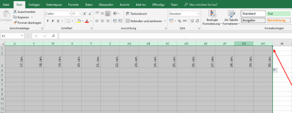 Gantt-Diagramm in Excel zeitspanne markieren