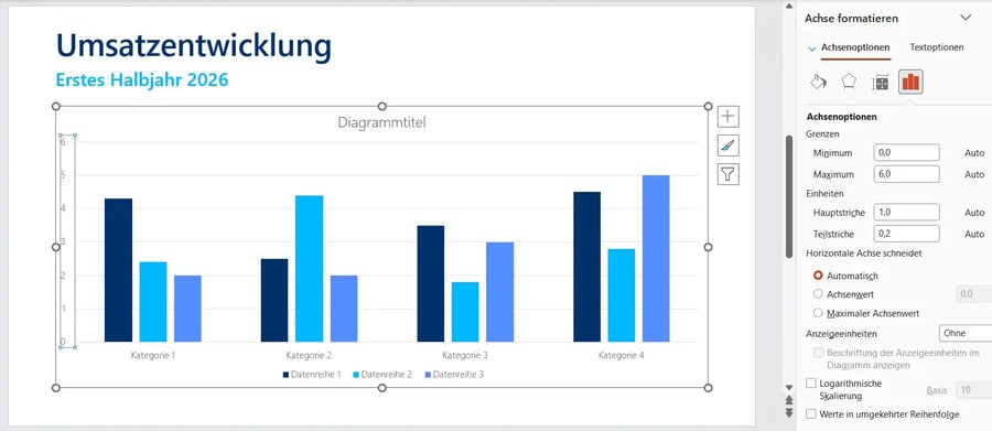 PowerPoint Diagramm Achsenoptionen