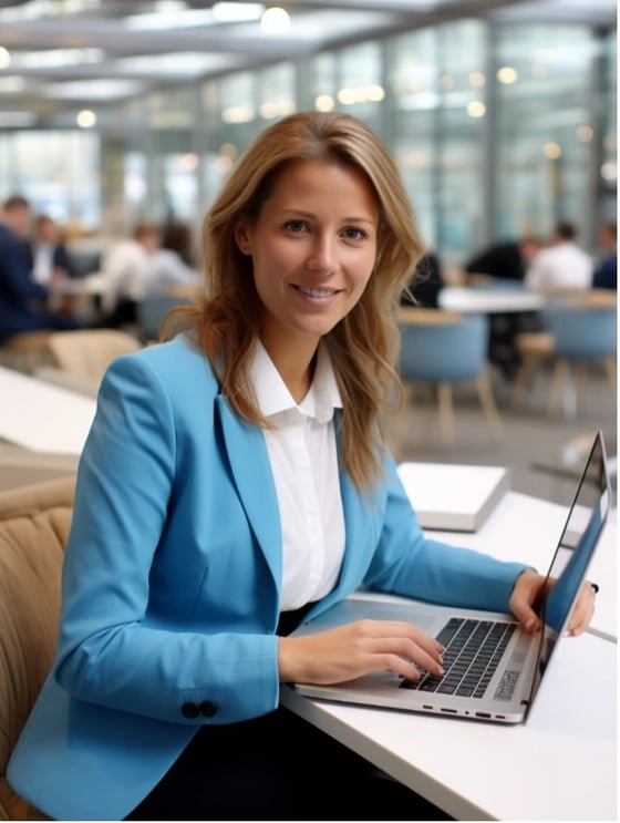 KI-generierte Frau im Büro Midjourney