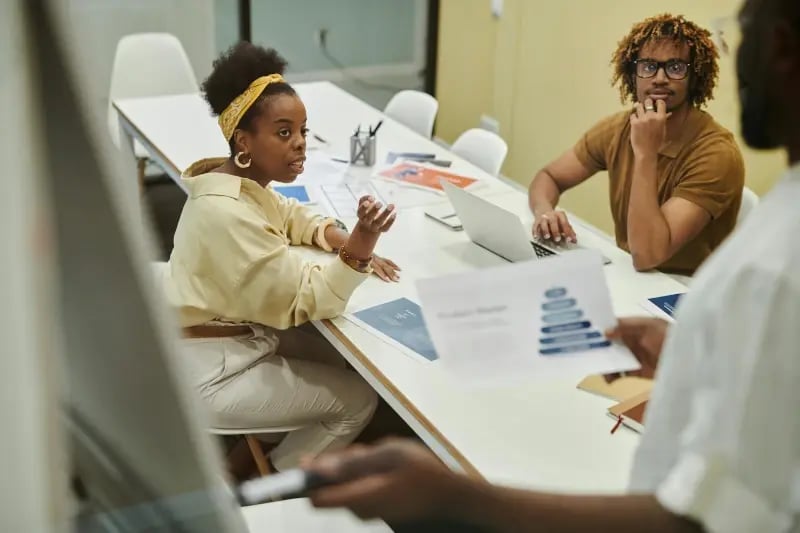 Man and Woman in a Team Meeting