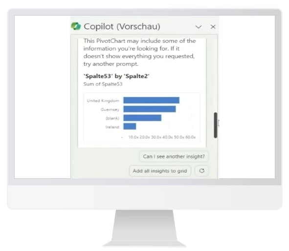 Grafischer Überblick von Copilot in Excel