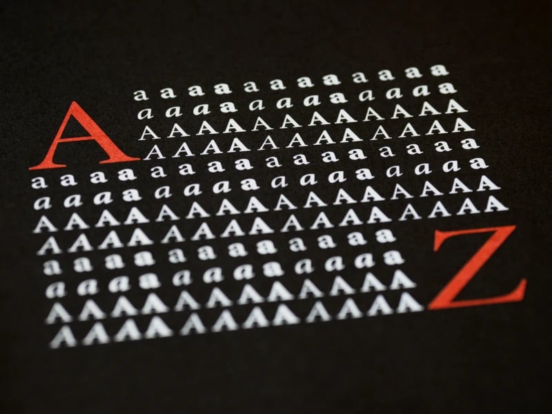 Auflistung eines Buchstaben