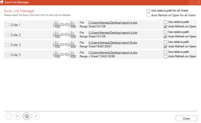 Excel Link Manager Window Automatically update PowerPoint Excel links