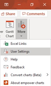 user settings Automatically update PowerPoint Excel links