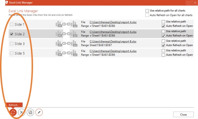 select slides to update Automatically update PowerPoint Excel links