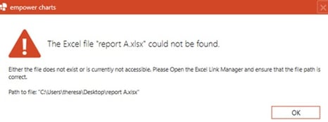 error message on update Automatically update PowerPoint Excel links