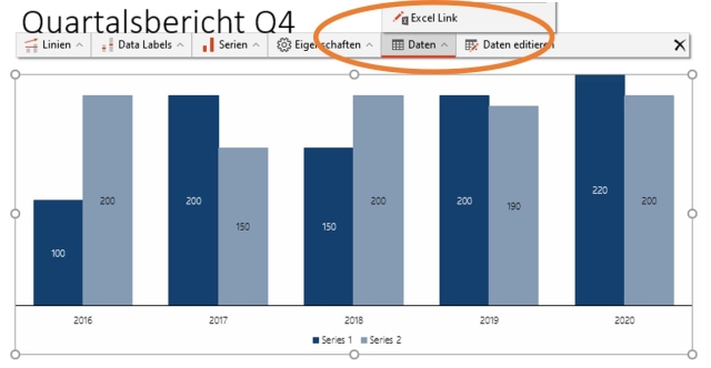 Excel Link auswählen PowerPoint-Excel-Verknüpfungen automatisch aktualisieren