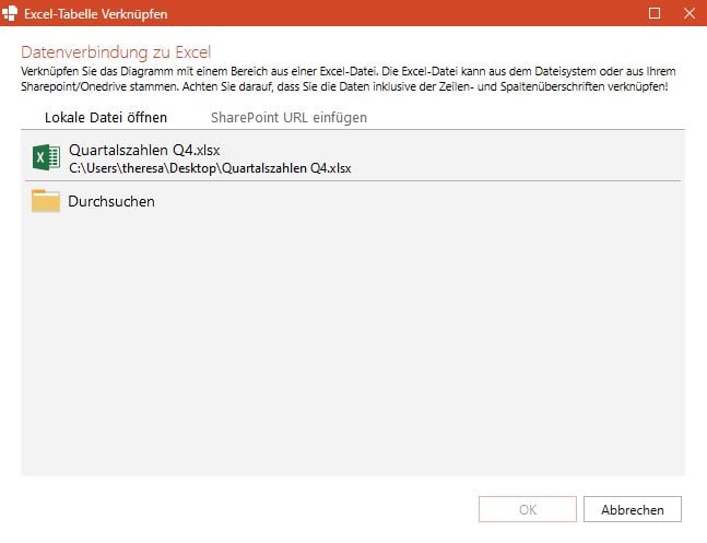 Excel Tabelle Link Fenster PowerPoint-Excel-Verknüpfungen automatisch aktualisieren
