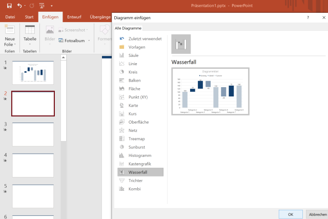 Anleitung Wasserfall Diagramm in Excel PowerPoint erstellen