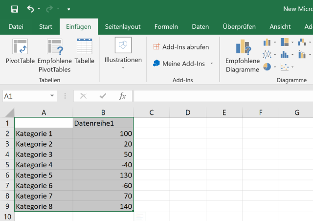 Excel Daten auswaehlen Anleitung Wasserfall Diagramm in Excel PowerPoint erstellen
