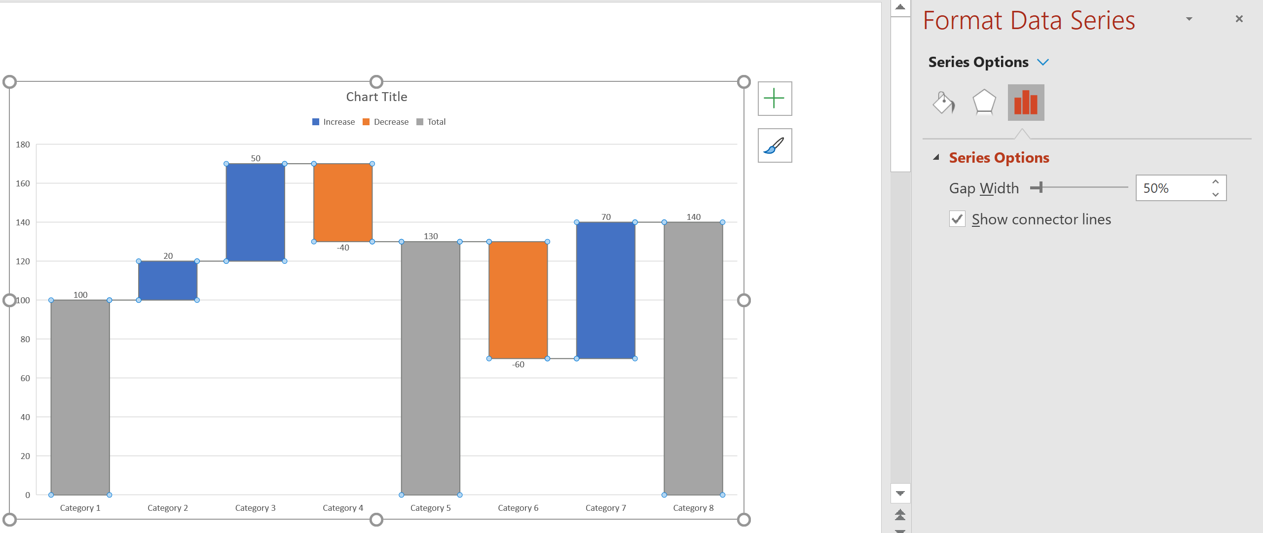 connection linescreate waterfall chart excel powerpoint guide