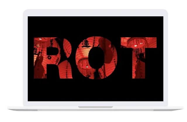 Laptop mit rotem Text