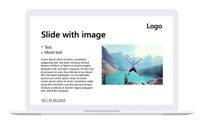 A computer with a picture of a person jumping