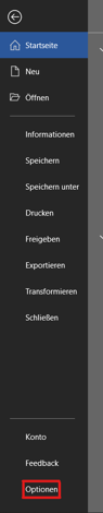 Textmarken einschalten Schritt 1