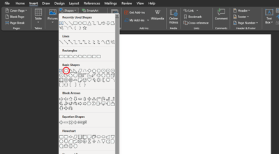 create mindmaps in Word choose oval
