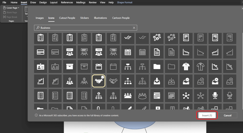 create mind maps in Word icon library