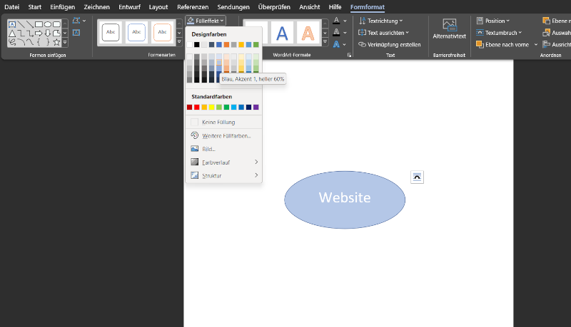 Mindmaps in Word Oval färben