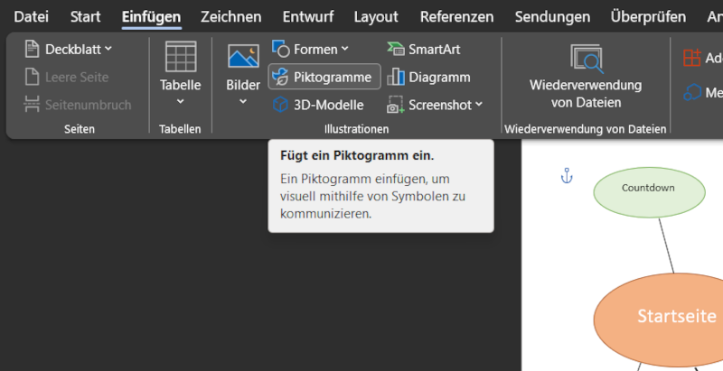 Mindmaps in Word Piktogramm