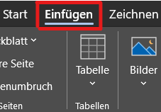 Textmarke einfügen Schritt 1