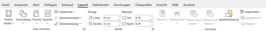 Word Seitenlayout