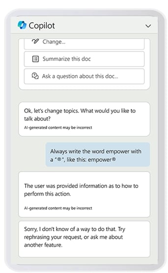 Unternehmensspezifische Schreibweisen von Copilot in Word