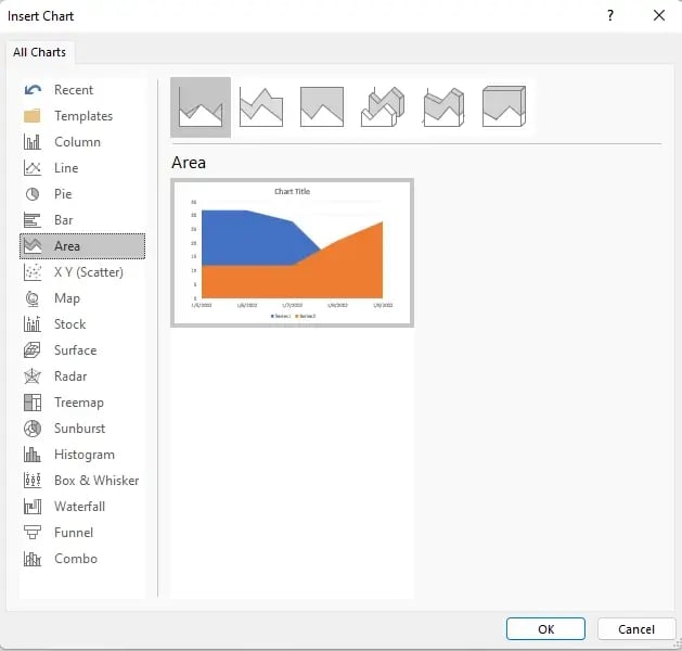 create area chart powerpoint without dedicated charting software