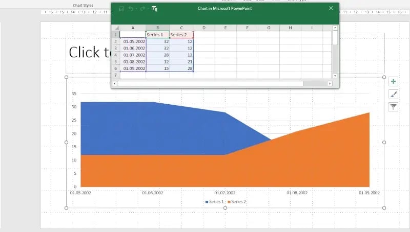 create area chart powerpoint without dedicated charting software