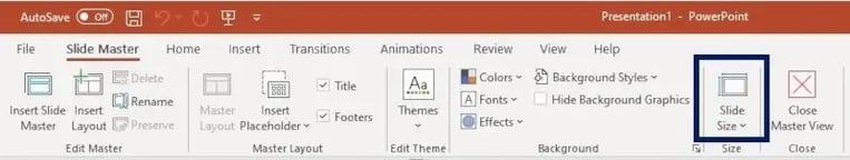 slide master size create master