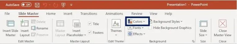 Select color of customized powerpoint slide master