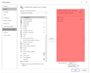 How to customize Office - individual quick access bar and tabs