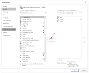 How to customize Office - individual quick access bar and tabs