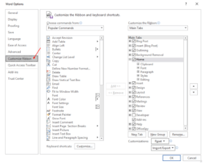 How to customize Office - individual quick access bar and tabs
