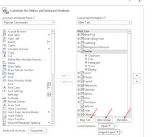 How to customize Office - individual quick access bar and tabs