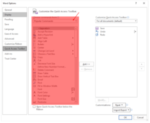 How to customize Office - individual quick access bar and tabs