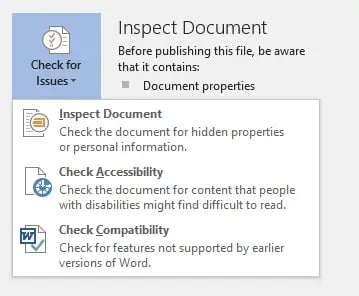 delete personal data from word document check for issues