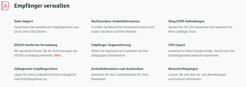 E-Mail-Kampagnenmanagement rapidmail funktionen