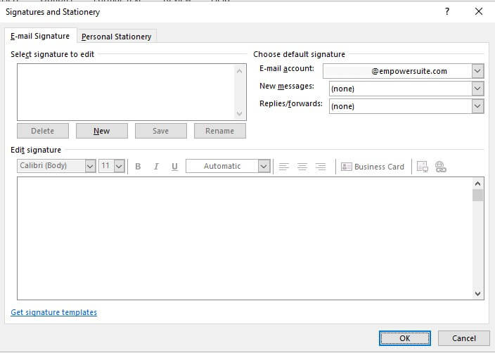 professional e-mail signature outlook simple