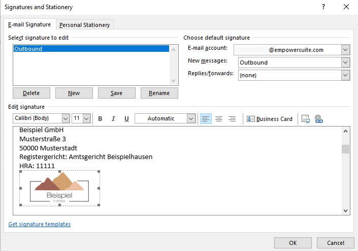 professional e-mail signature outlook simple add picture