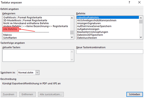 Eigene Shortcuts in Word erstellen Tastenkombination anpassen Befehle aufrufen