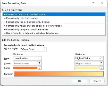 create new formatting rule in excel to alternate colors