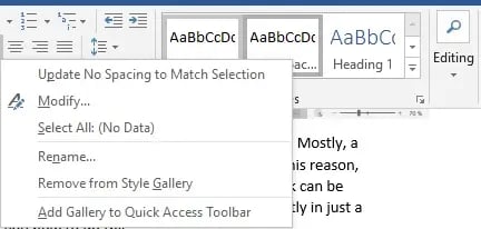 right click style modify word