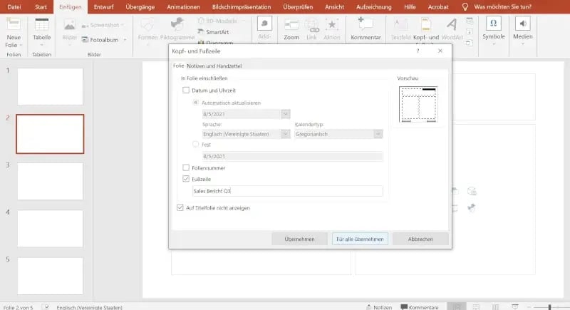 Fußzeile wird nicht angezeigt in Folienmaster PowerPoint  bearbeiten