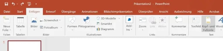 Fußzeilen in PowerPoint einfügen und bearbeiten Einfügen, Text, Kopf- & Fußzeile