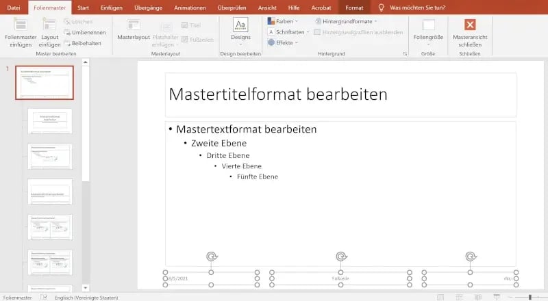 Fußzeile in Folienmaster PowerPoint  bearbeiten
