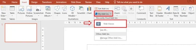 insert web viewer in PowerPoint for interactive Google map